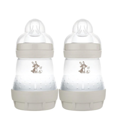 MAM Easy Start Anti-Colic Self-Sterilising Bottle - Newborn - 2 Pack - Colour Of Nature- Taupe- 160ml