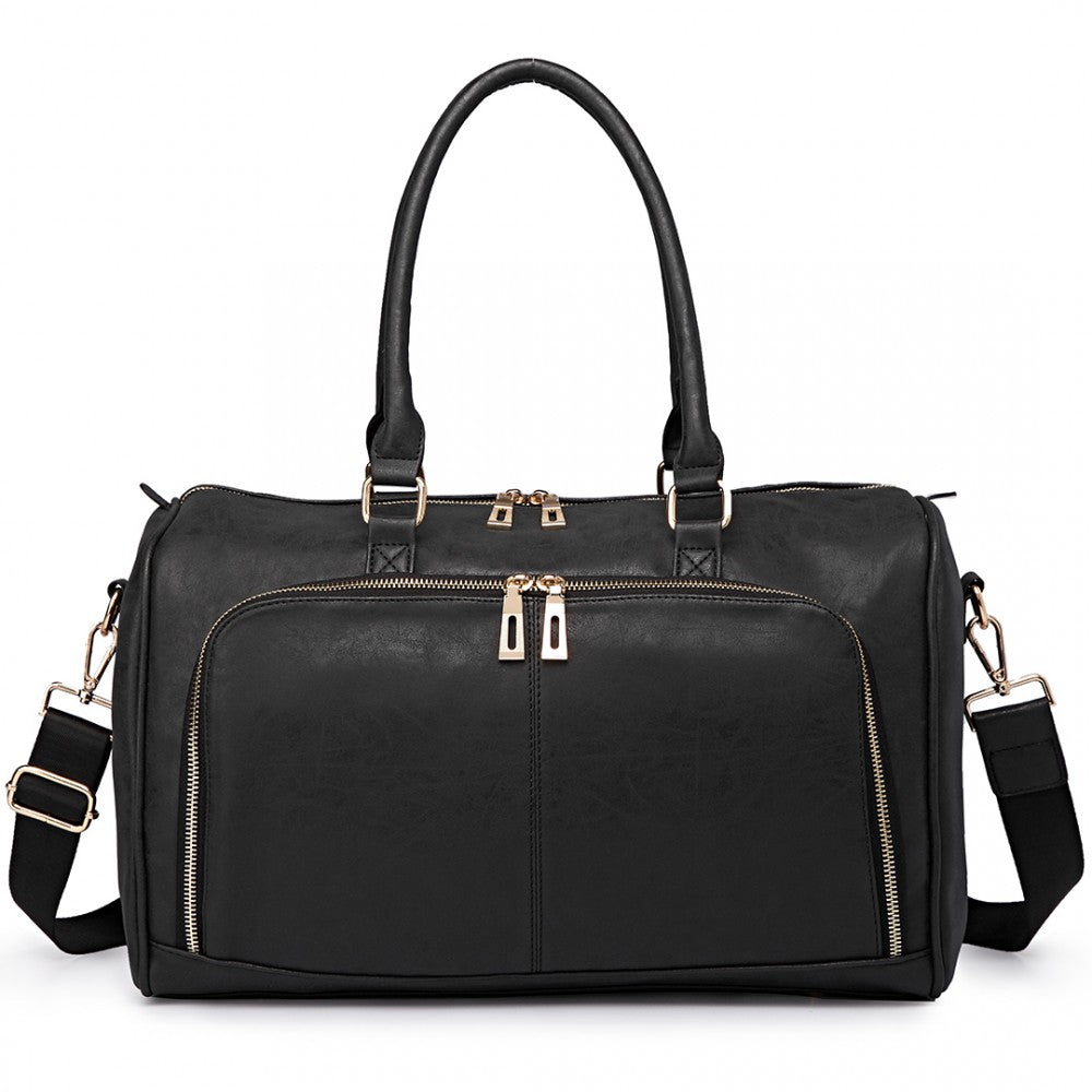 Miss Lulu Baby Changing Bag Leather Look Black