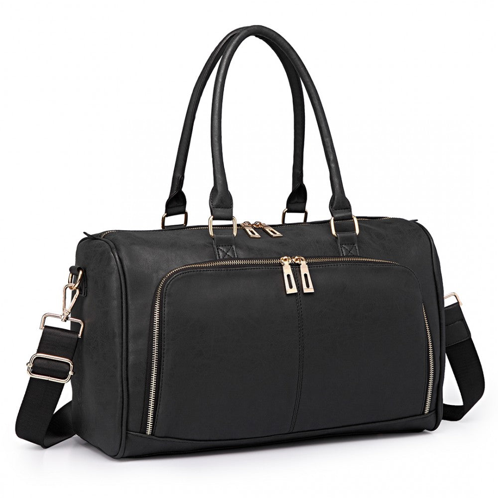 Miss Lulu Baby Changing Bag Leather Look Black