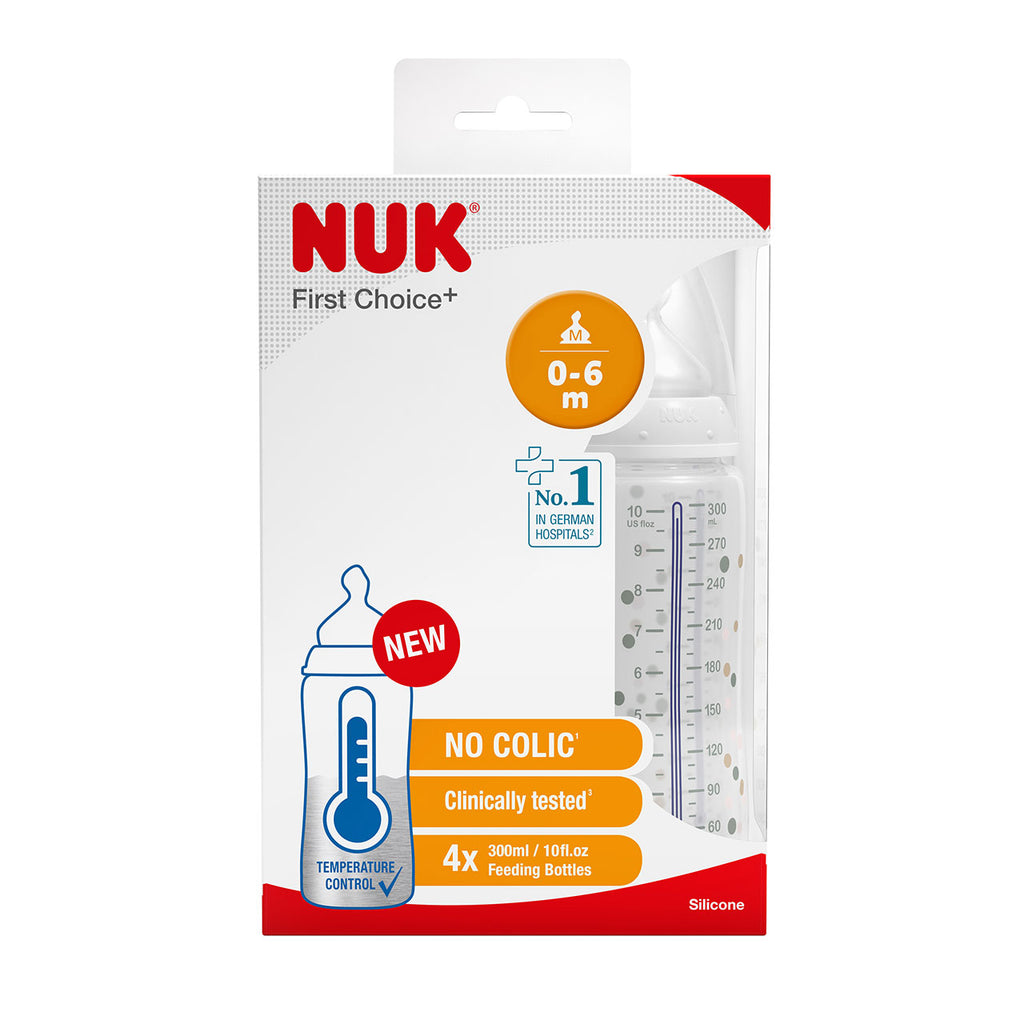 Nuk First Choice Temperature Controlled Bottle 300ml- 4 Pack