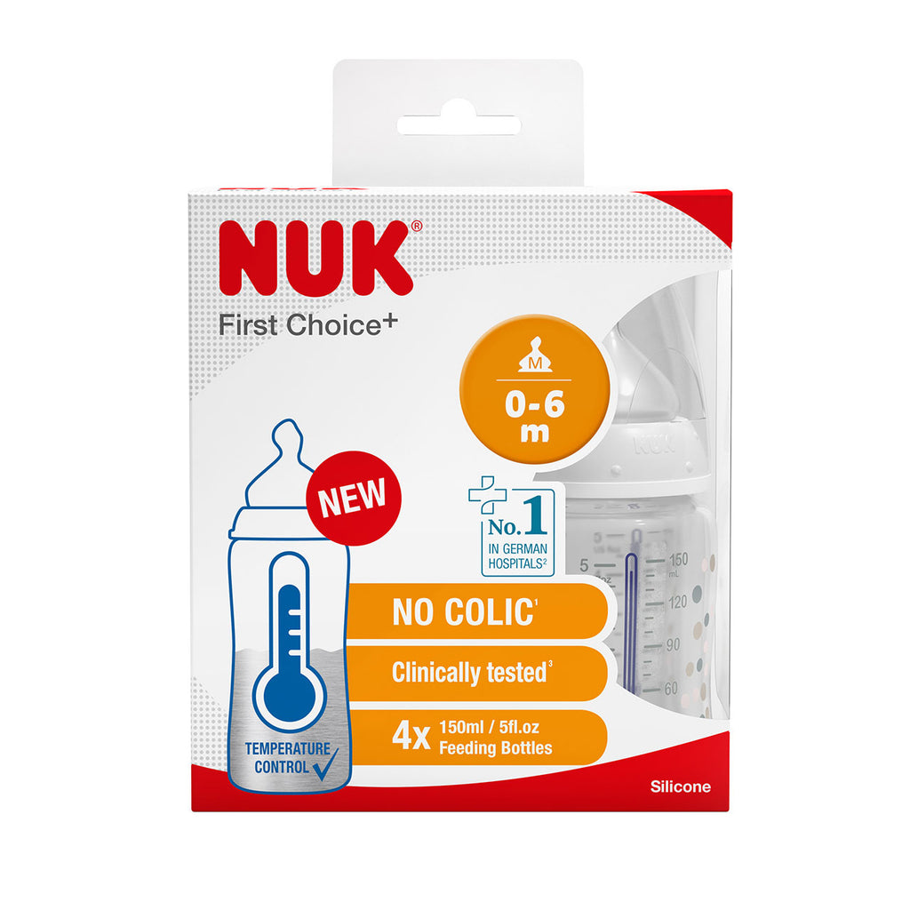 Nuk First Choice Temperature Controlled Bottle 150ml - 4 Pack