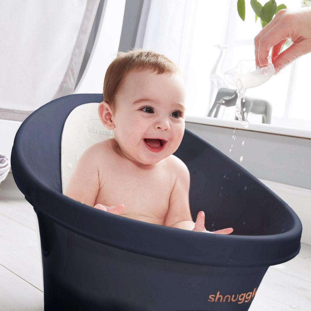 Shnuggle Baby Bath With Plug & Foam Backrest Navy